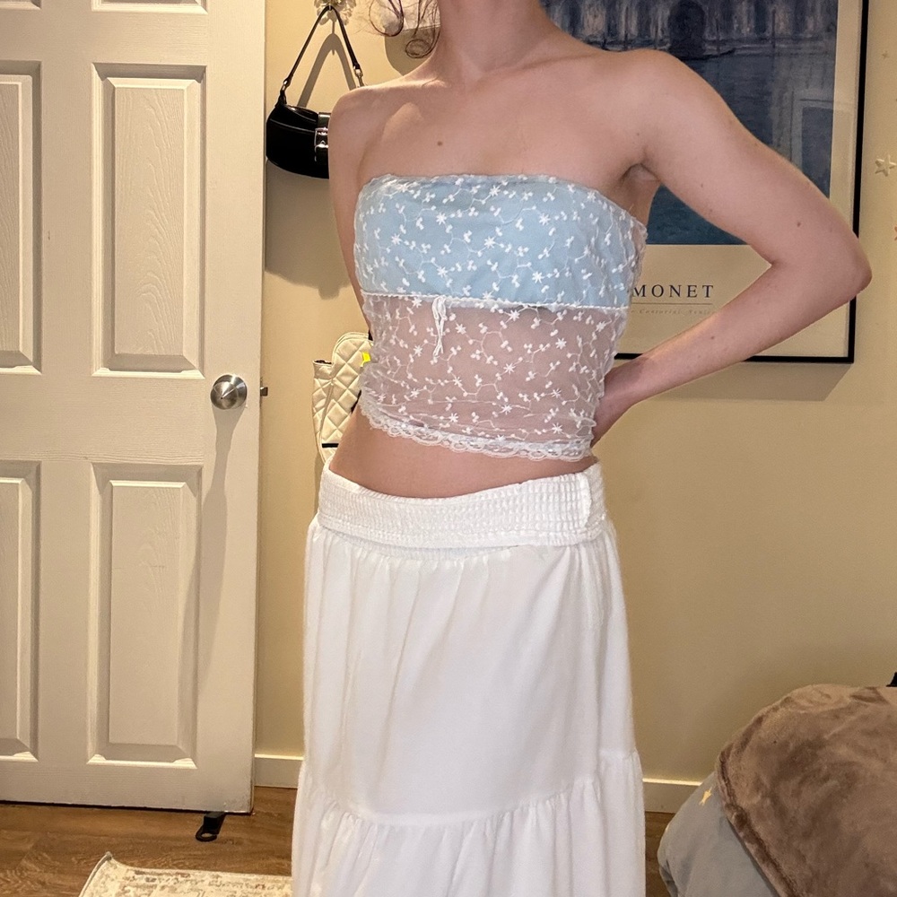 Baby blue lace tube top/bandeu - mermaidcore